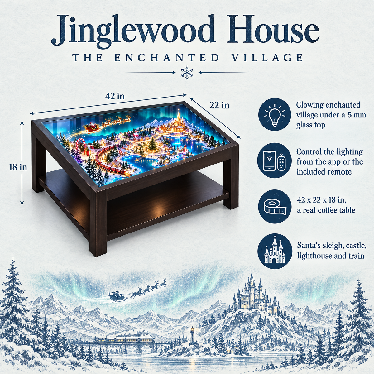 The Enchanted Village dimensions: 42 x 22 x 18 inches